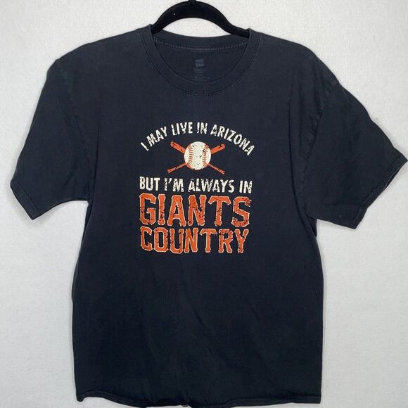 MLB Giants Fan Baseball  Always Giants Country Men Size Large Hanes Black - Picture 1 of 8